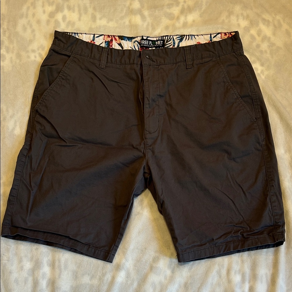 Free Planet Men's Dark Gray Flat Front Shorts